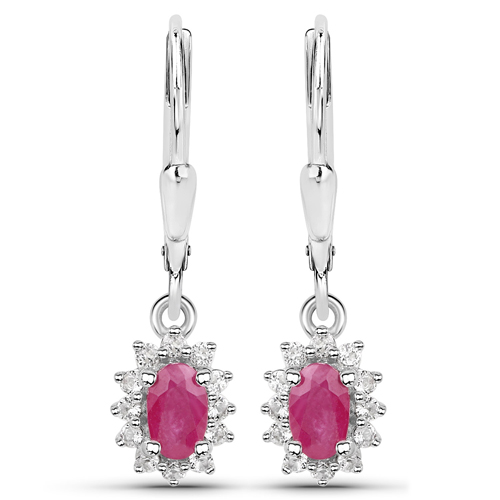 2.36 Carat Genuine Ruby and White Topaz .925 Sterling Silver 3 Piece Jewelry Set (Ring, Earrings, and Pendant w/ Chain)