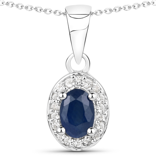 1.71 Carat Genuine Blue Sapphire and White Topaz .925 Sterling Silver 3 Piece Jewelry Set (Ring, Earrings, and Pendant w/ Chain)