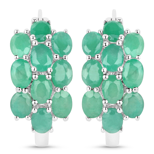 7.28 Carat Genuine Emerald .925 Sterling Silver 3 Piece Jewelry Set (Ring, Earrings, and Pendant w/ Chain)