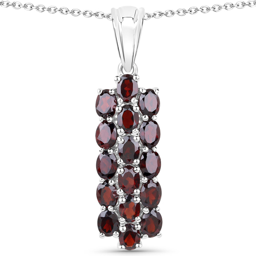 10.40 Carat Genuine Garnet .925 Sterling Silver 3 Piece Jewelry Set (Ring, Earrings, and Pendant w/ Chain)