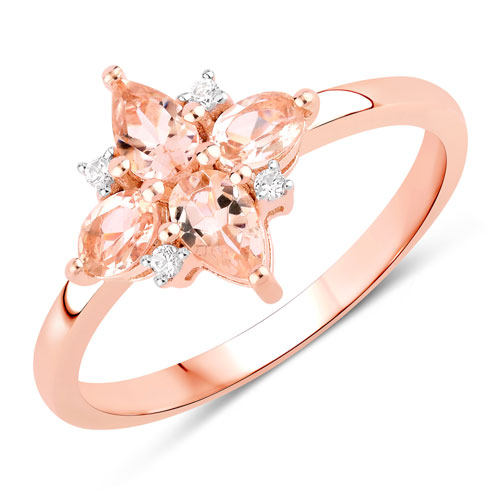 1.44 Carat Genuine Morganite and Created Sapphire .925 Sterling Silver Jewelry Set