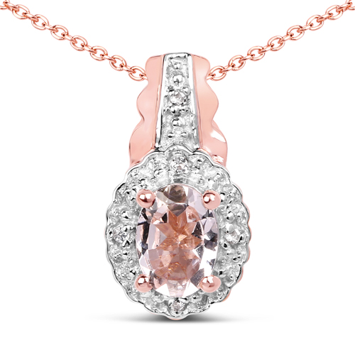 2.28 Carat Genuine Morganite and White Topaz .925 Sterling Silver 3 Piece Jewelry Set (Ring, Earrings, and Pendant w/ Chain)