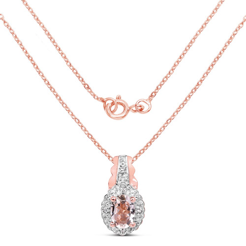 2.28 Carat Genuine Morganite and White Topaz .925 Sterling Silver 3 Piece Jewelry Set (Ring, Earrings, and Pendant w/ Chain)
