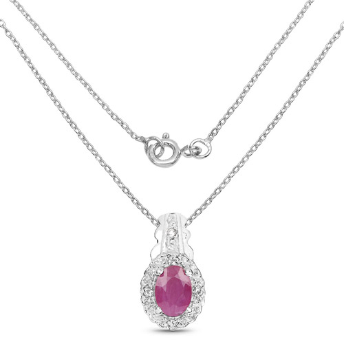 2.82 Carat Genuine Ruby and White Topaz .925 Sterling Silver 3 Piece Jewelry Set (Ring, Earrings, and Pendant w/ Chain)