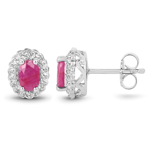 2.82 Carat Genuine Ruby and White Topaz .925 Sterling Silver 3 Piece Jewelry Set (Ring, Earrings, and Pendant w/ Chain)