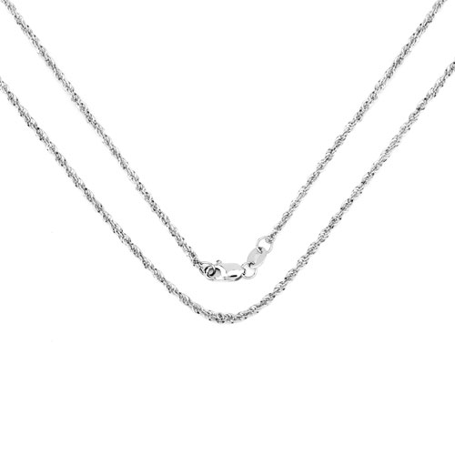 Necklaces-14K White Gold 18inch 1.5mm Lite Rope Chain with Lobster Clasp